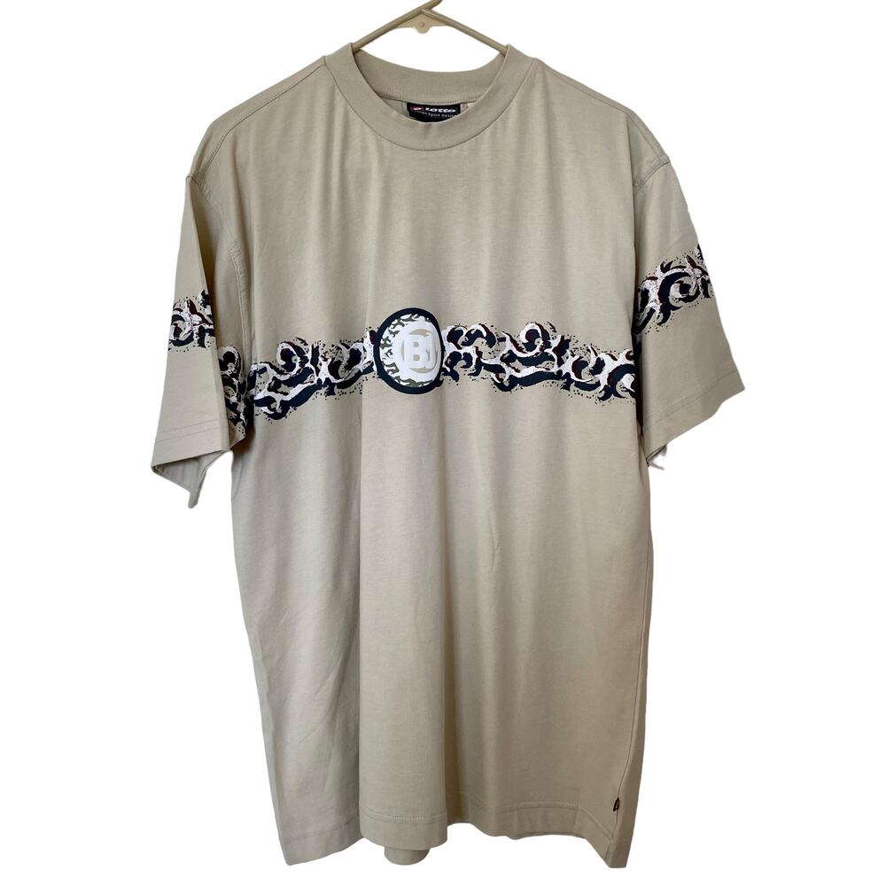 Men’s Lotto Italian Sport Design Short Sleeve T-Shirt 100% Cotton Cream Large